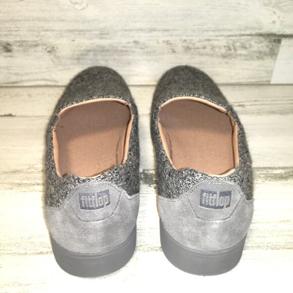 Fitflop Rally EO1 Merino Wool Mix Slip on Skate Sneaker Womens 10 Grey Loafer - Picture 4 of 10